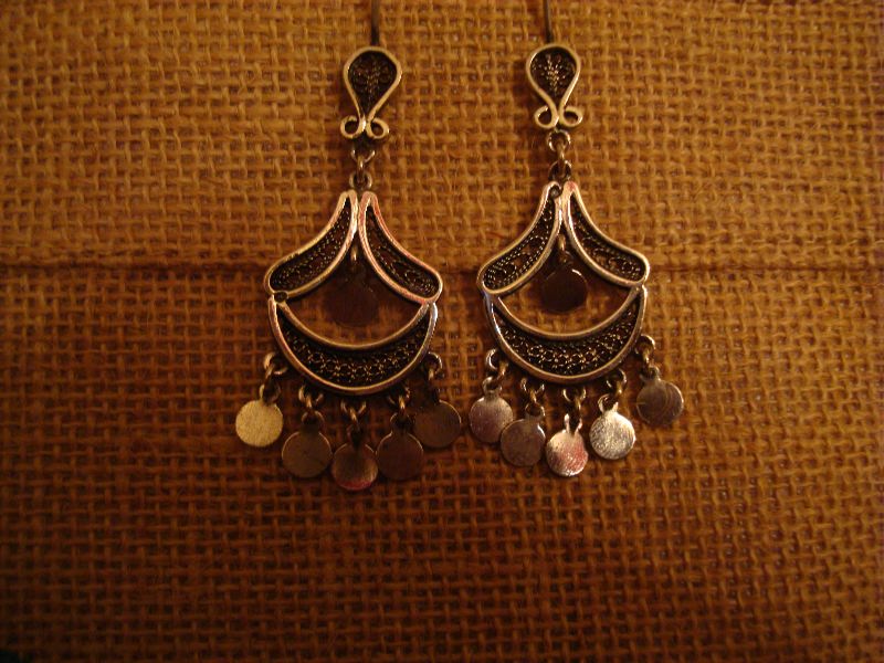 Egyptian silver filigree earring